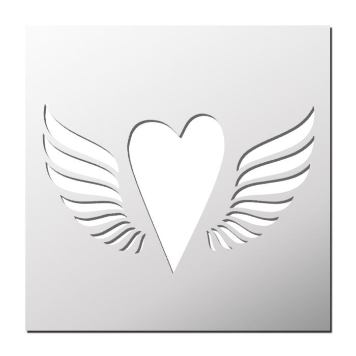 Pochoir Coeur avec des ailes