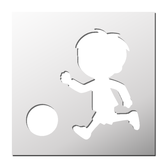Pochoir Enfant joue au foot
