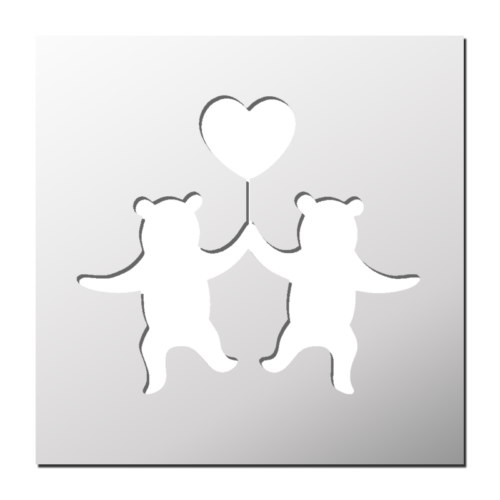 Pochoir Oursons Coeur | Le Monde du Pochoir